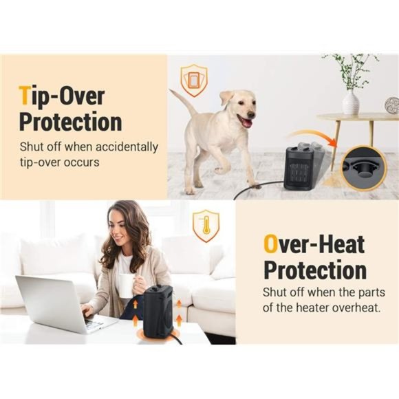 Space Heater, 1500W Electric Heaters Indoor Portable with Thermostat - Picture 5 of 7